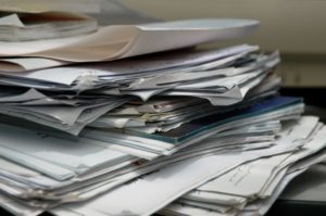 Stack of paper clutter